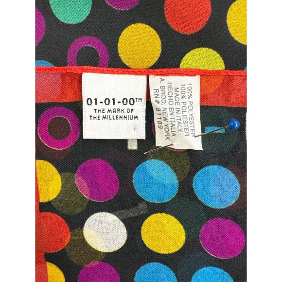 01-01-00 Vintage Polka Dot Silk Scarf 20" Square Made In Italy - Picture 4 of 6